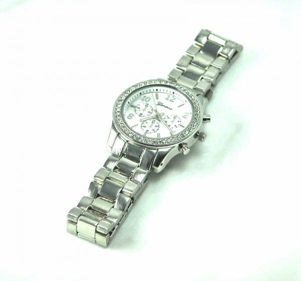 Watch-Silver Steel With Round CZ Face